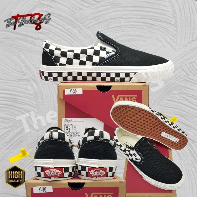Vans Slip on side wall checkerboard / Sepatu vans pria sepatu vans wanita / Sepatu vans slipon unise