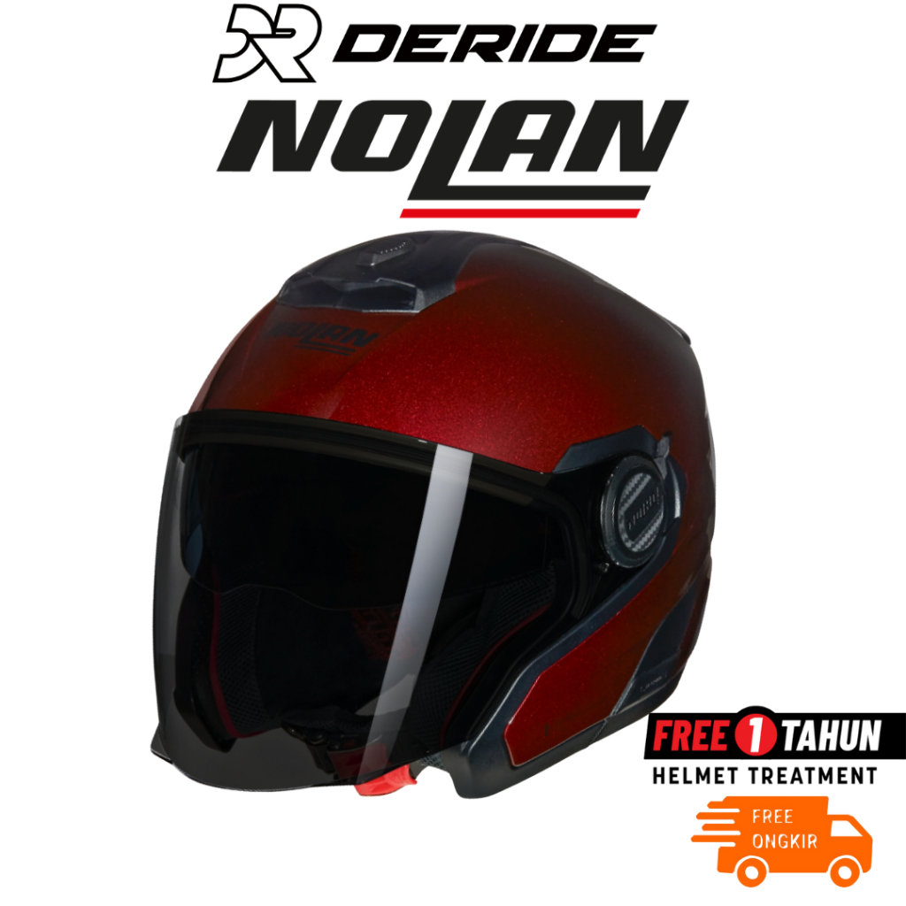 Nolan N40-5 Classico Nobile Red Glossy 321 Merah Glossy Helm Half Face Double Visor SNI ECE