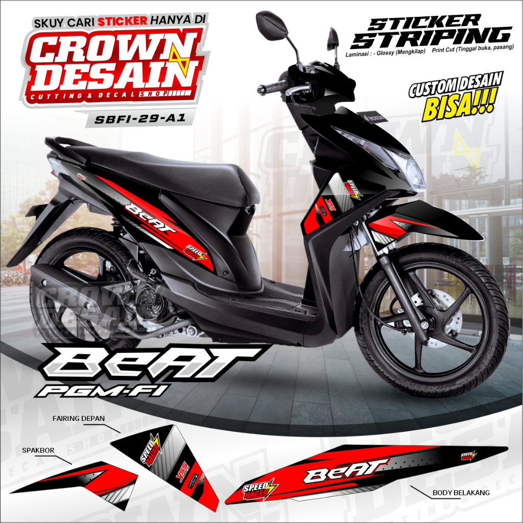 STRIPING BEAT FI - STIKER BEAT FI VARIASI - STRIPING MOTOR BEAT FI - CUTOM DESAIN STIKER BEAT