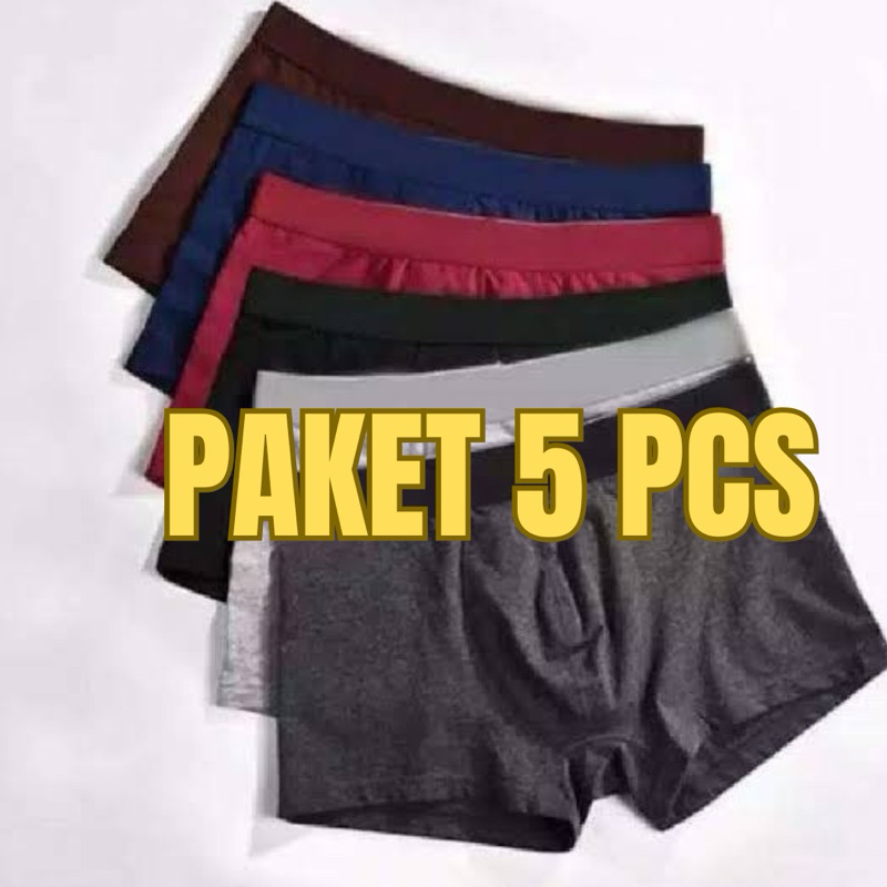 Celana Dalam Pria Boxer Premium isi 5 Pcs Bahan Spandex Polyester