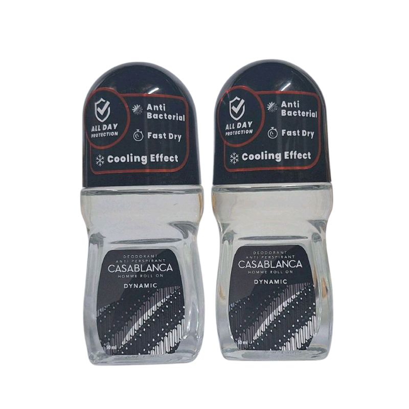2 Botol Casablanca Deodorant Roll On 50ml Dynamic Homme