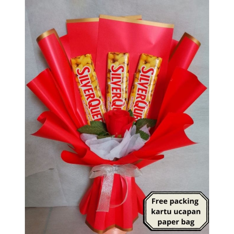 

Buket Silverqueen besar 55gr untuk hadiah wisuda, ulang tahun, anniversary FREE packing, kartu ucapan, paperbag