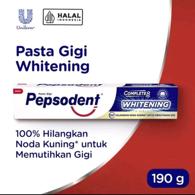 Pepsodent Complete 8 WHITENING Pasta Gigi 190 gram | Odol Pepsodent 190g Murah