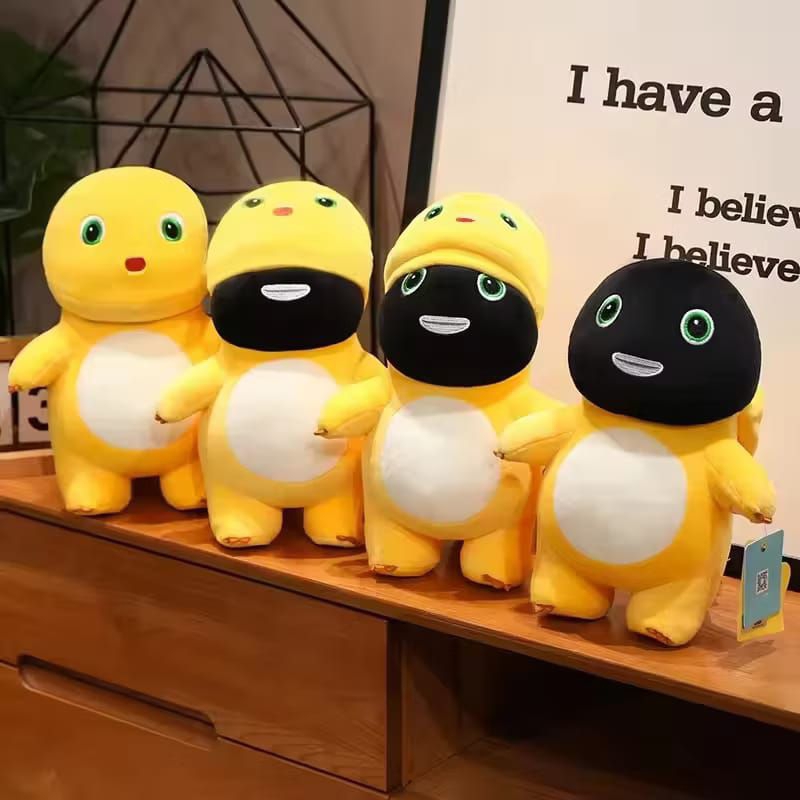 Boneka Dino Nalong Costum Jumbo Ukuran 50Cm Muka Hitam / Boneka Dino Kuning / Boneka Dino Nailoong L