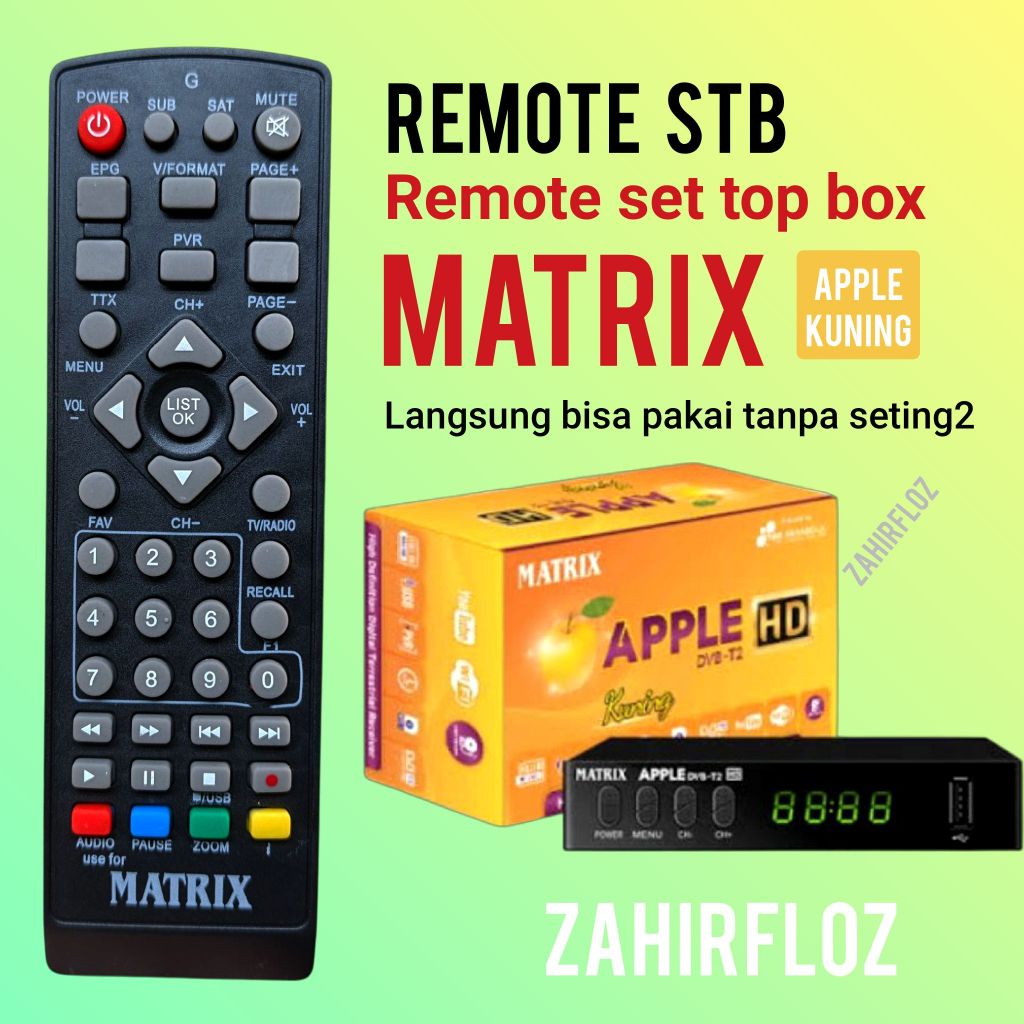 Remote set top box MATRIX APPLE HD kuning