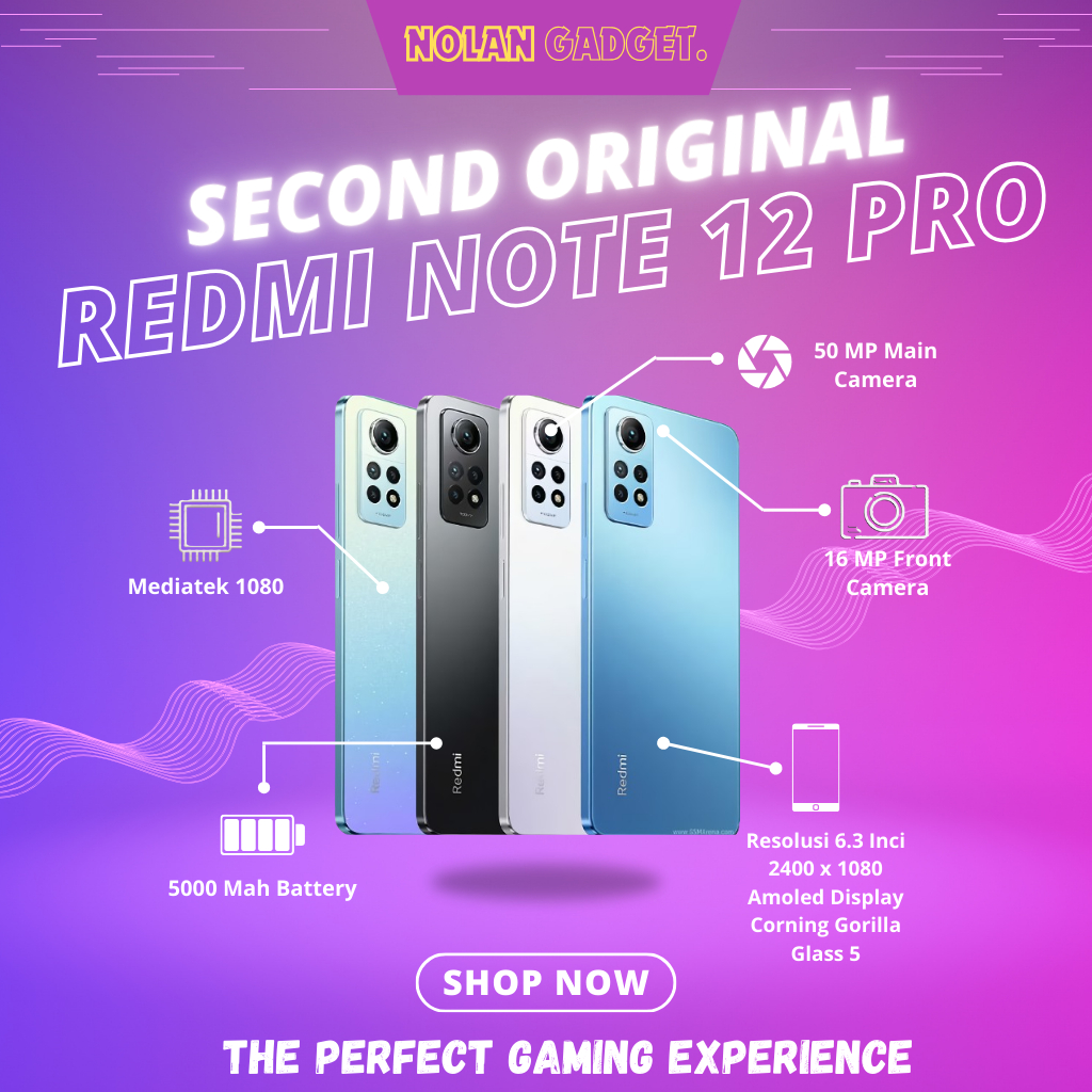 REDMI NOTE 12 PRO 5G RAM 8/256 GB FULLSET ORIGINAL (SECOND)