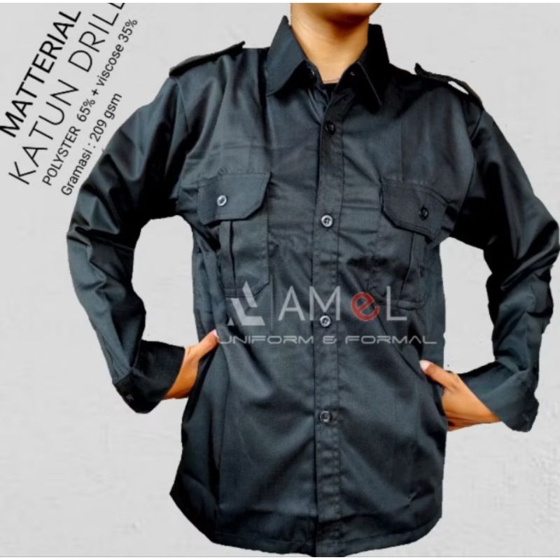AMeL Seragam PDH Hitam Lengan Panjang