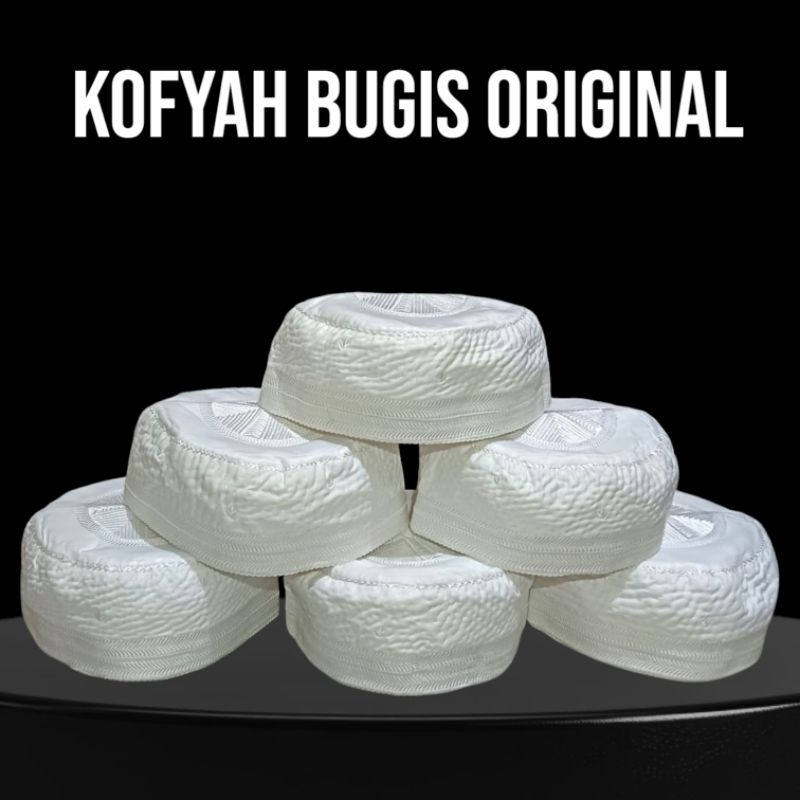 Peci/ Kopiah Madinah Bugis Putih Asli Original 100%/ Kopiah Bugis Arab Saudi