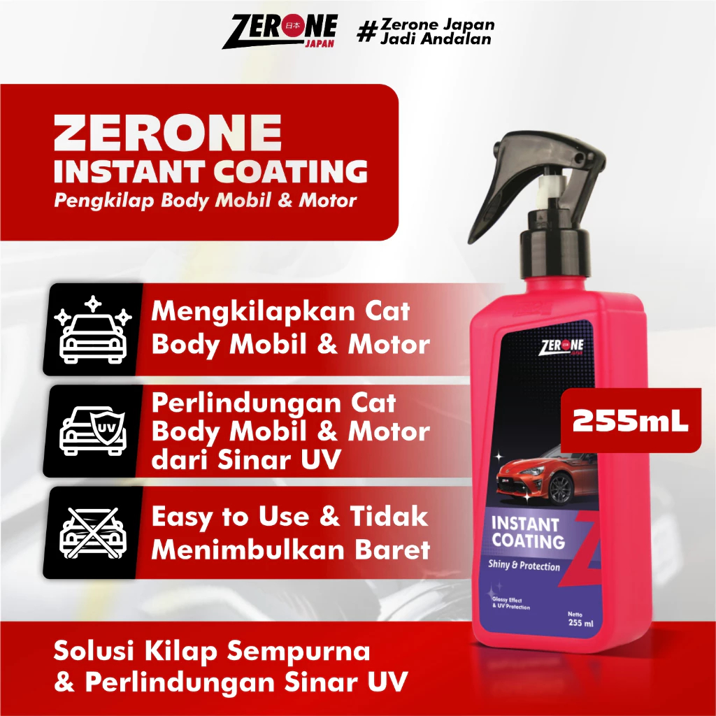 Pengkilap Body Motor & Mobil, Instant Coating Zerone Japan