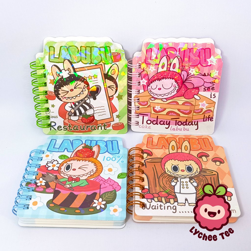 

Notebook Memo Buku Tulis Kecil Mini Ring Spiral Motif Labubu Chef