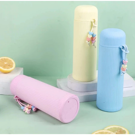 Botol Kaca Macaron New Tutup Oval Tumbler Glass Termos Souvenir Botol Minum Wadah Bekal