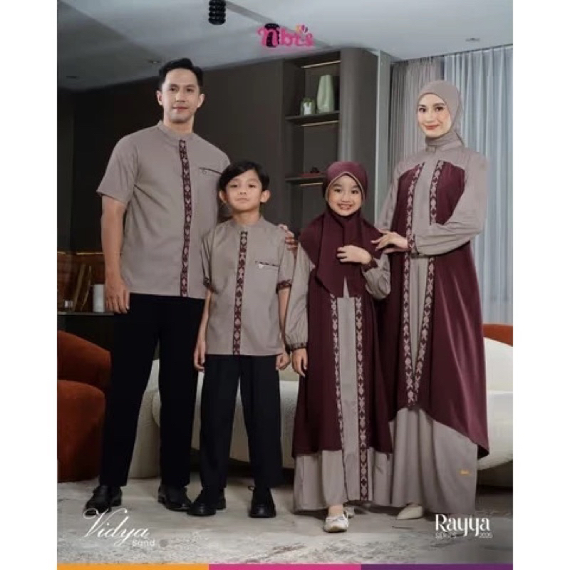 NIBRAS Sarimbit Vidya Sand - Fashion Muslim Sarimbit Keluarga Set Sarimbit Keluarga Nibras