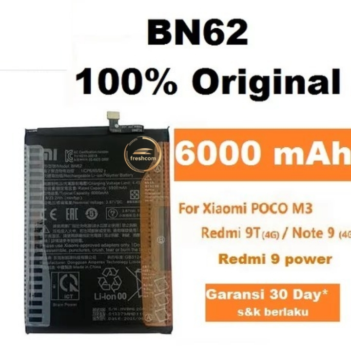 Baterai Original Xiaomi Redmi 9T POCO M3 BN-62 BN62 BN 62