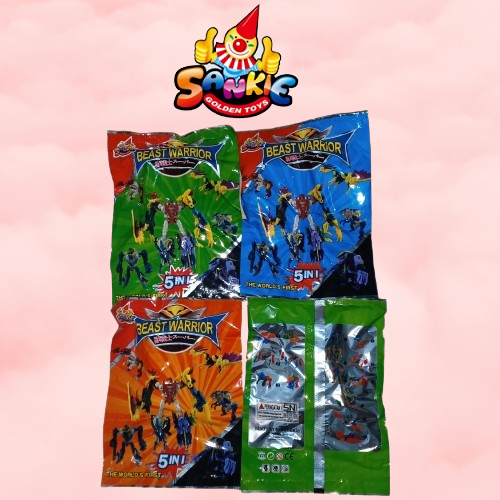 Sankie Beast Warrior 5 In 1 Mainan Robot Rakit Anak