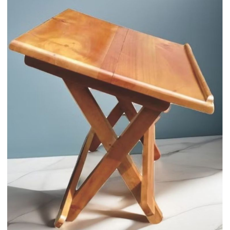 Meja Lipat Rehal Ngaji Al Qur'an Meja Lipat Portable Kayu Plitur