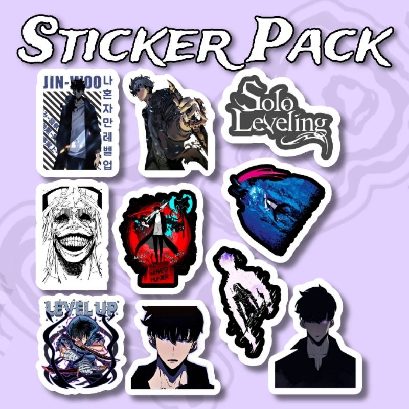 

Sticker Solo Leveling Sung Jin Woo Anime Pack isi 10 pcs vinyl waterproof