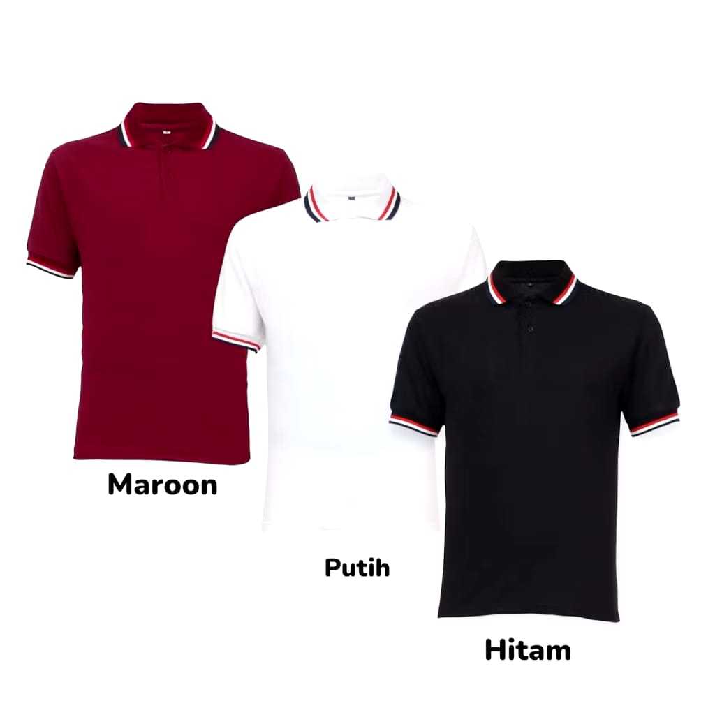 Paket Hemat Polo List Pelangi / 3 pcs Kaos Kerah List 100rb / Polo Shirt Unisex Lengan Pendek / COD