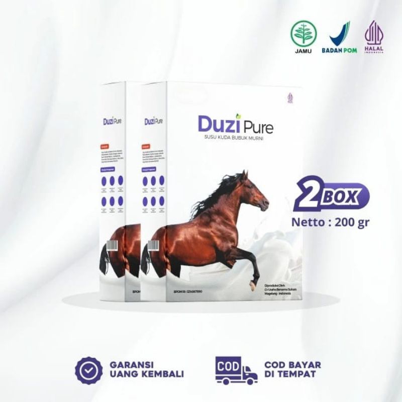 

Duzi Pure Susu Kuda Lombok Bubuk 200gram Atasi Nyeri Sendi 2 Box