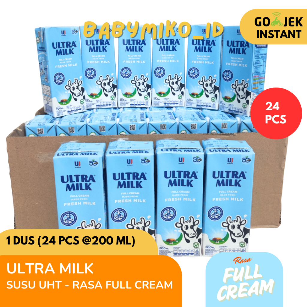 

[Harga Agen] Susu Ultra Milk Full Cream, Susu UHT Ultra Milk Full Cream 1 karton isi 24 pcs@200ml