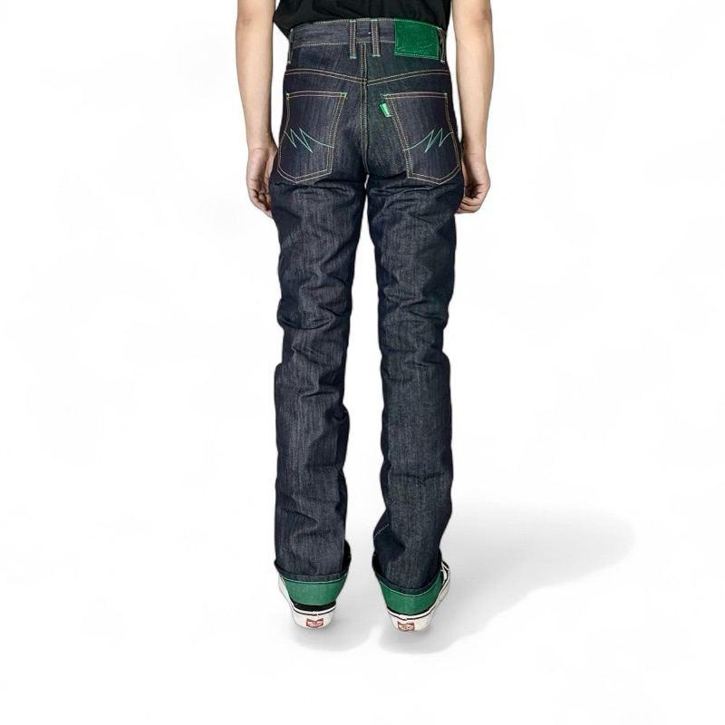 Midfielderdenim - jeans slubby weft green 16oz sanforized