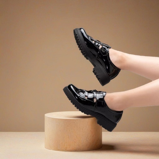 Oxford Velcro Big Size 45.44.43.42.41.40 Sepatu Docmart Wanita Loafers Glossy