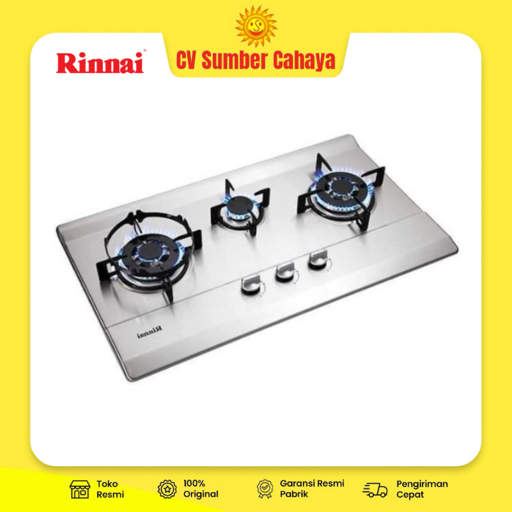 Rinnai Kompor Gas Tanam 3 Tungku Stainless Rinnai RB-713N (S) RB713NS RB 713NS