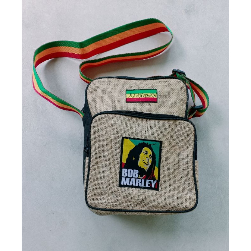 DJATIESHOP tas slempang goni bob marley Sling bag rasta taa pria wanita reggae jamaika murah