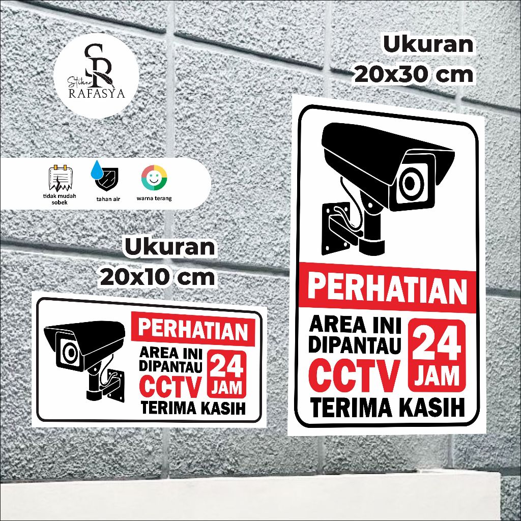 

STIKER Perhatian Area Ini Dipantau CCTV 24 Jam / Stiker Area CCTV + Laminasi Glosy
