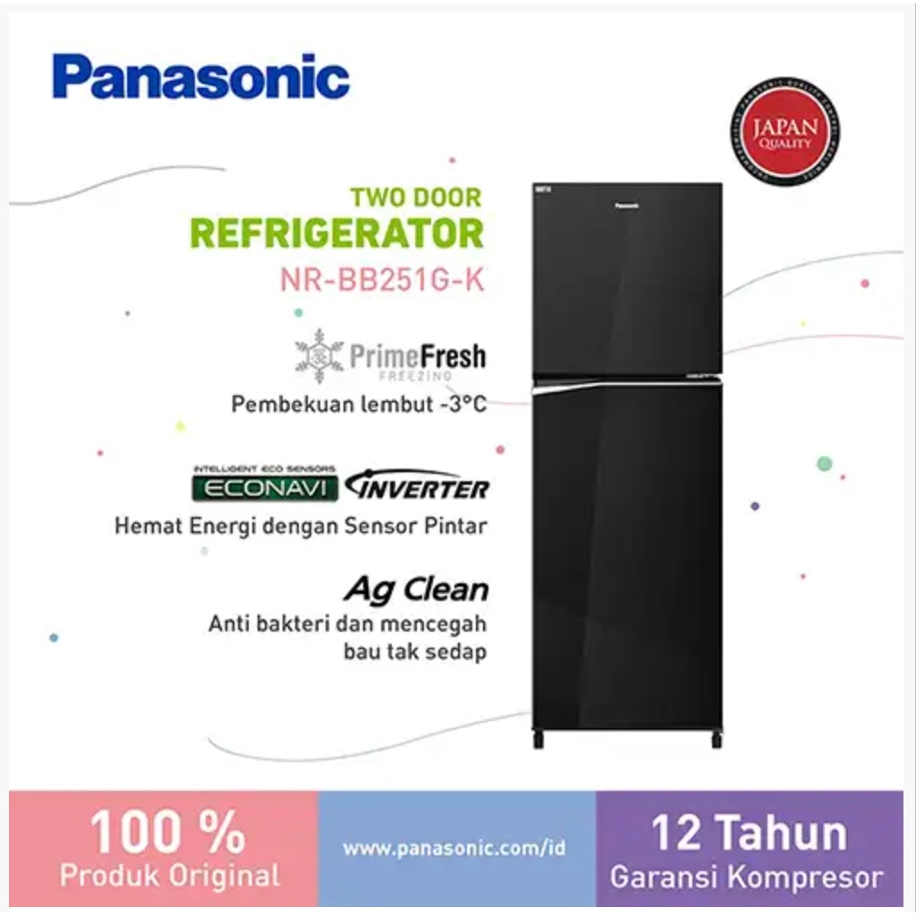PANASONIC KULKAS 2 PINTU KECIL SMALL 2 DOOR REFRIGERATOR NRBB251GK
