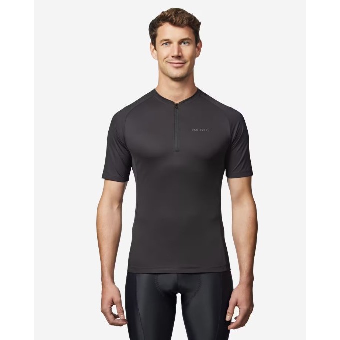 Jersey Lengan Pendek Bersepeda Balap Pria Esensial - Hitam