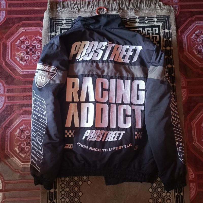 JAKET MOTOR PROSTREET RACING ADDICT HITAM ORIGINAL