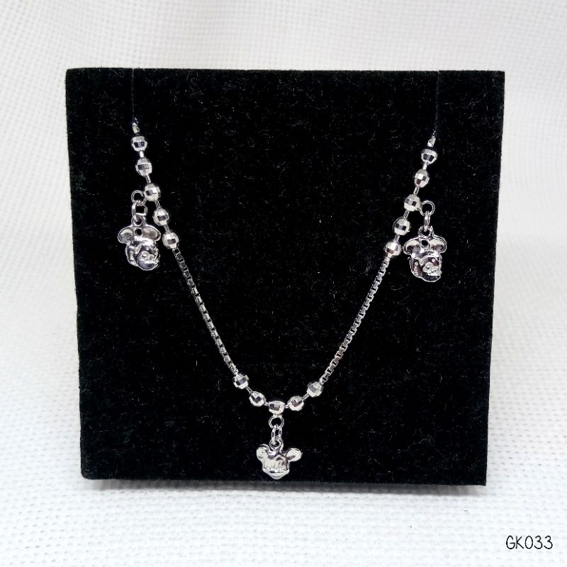 Gelang Kaki Dewasa Rantai Italy Mickey Ungu Perak Asli 925 Lapis Mas Putih - GK033