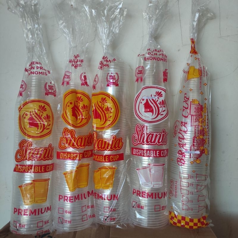 gelas cup plastik 10 oz / 12 oz / 14 oz / 18 oz