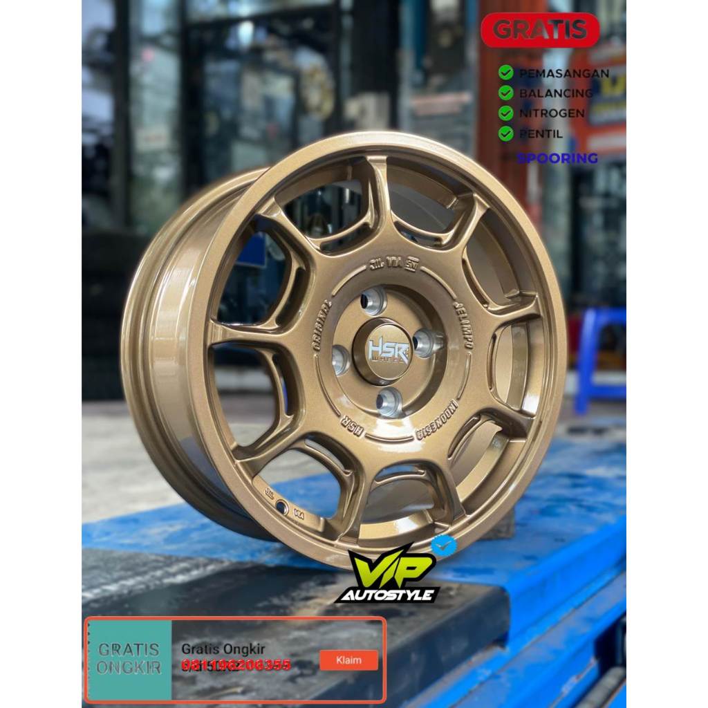 VELG 15 INCI UNTUK BRIO, AGYA, YARIS, JAZZ, BINGO EV "HSR JELIMPO 4X100 BRONZE" TOKO VELG JAKARTA