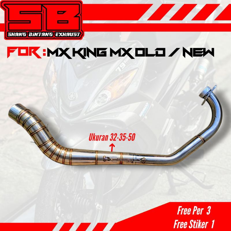 Terlarisss Leheran knalpot mx king mx 135 new old Malaysia style stainless shang bintang