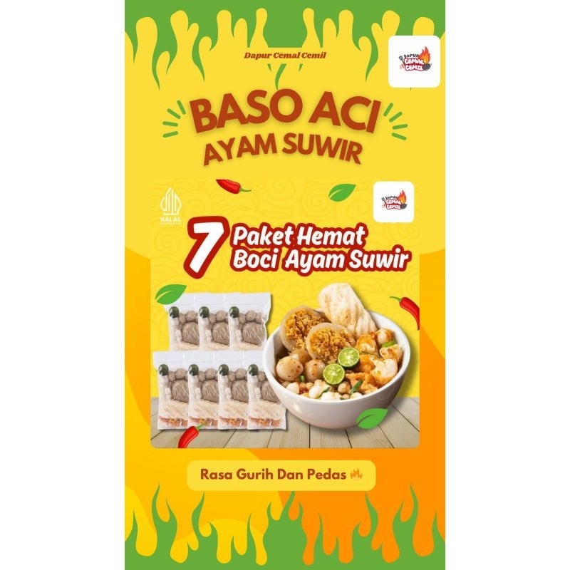 

Paket 7 Bungkus Baso Aci Ayam Suwir Pedas