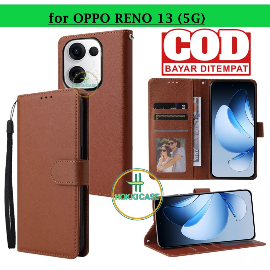 LEATHER CASE FLIP OPPO RENO 13 - FLIP CASE KULIT UNTUK OPPO RENO 13
