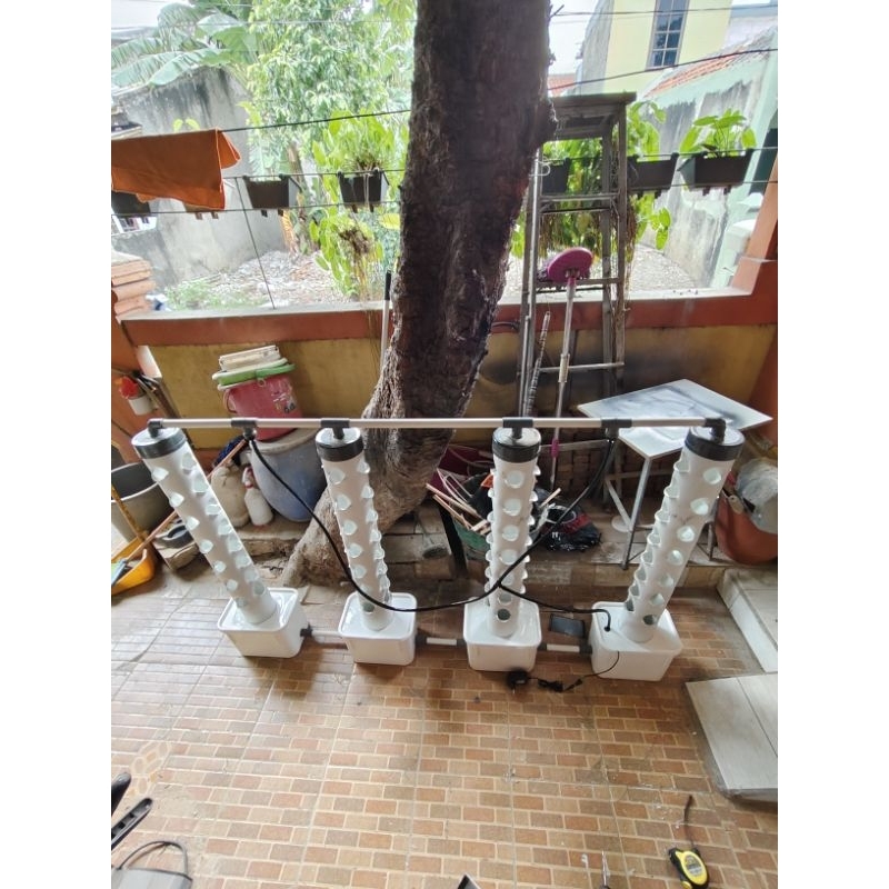 media tanam hidroponik vertikal tower modul paralel 4 tower
