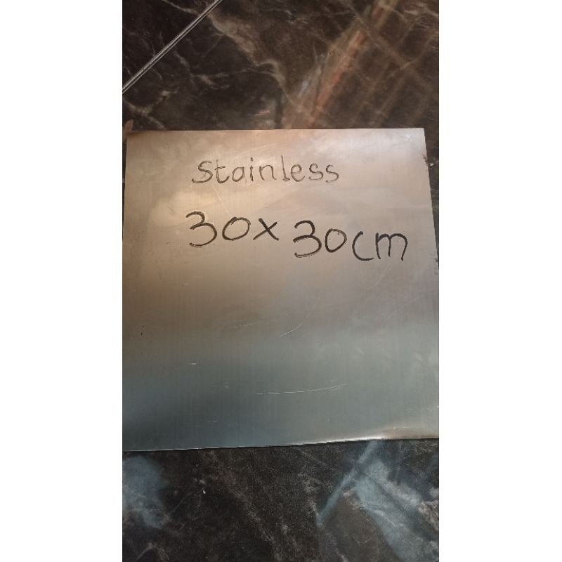 plat stainless 304, lebar 30X30cm tebak 1mm