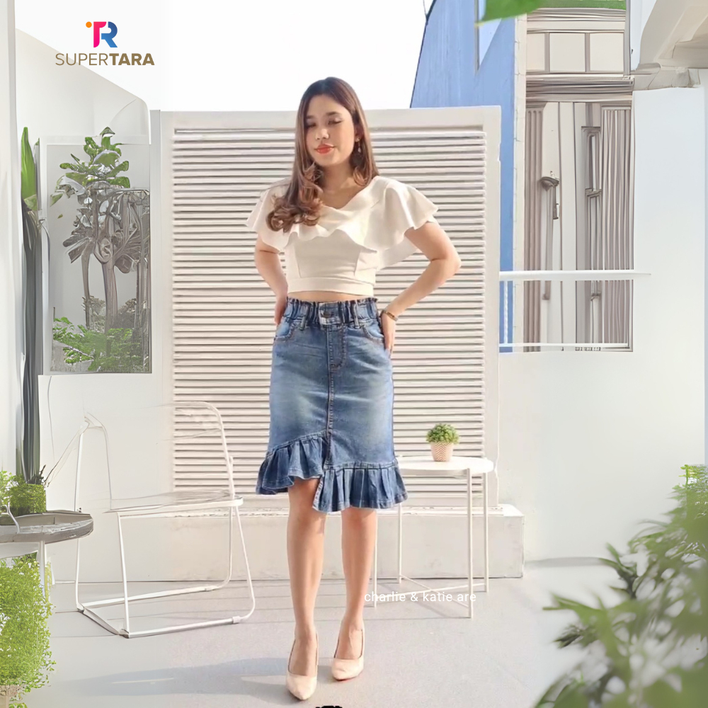 Supertara rok jeans wanita
