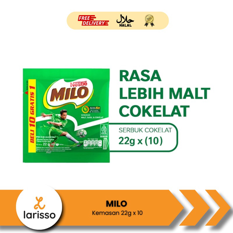 

Milo Sachet Renceng 22g x 10 Pcs - Milo Activ-Go Susu Bubuk Rasa Coklat Sachet