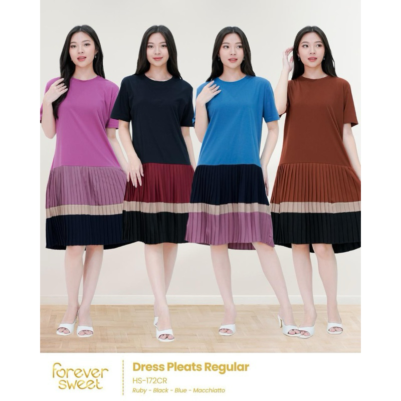 Dress Pleats regular, baju dress wanita, dress, baju santai wanita, daster wanita, daster model rok,