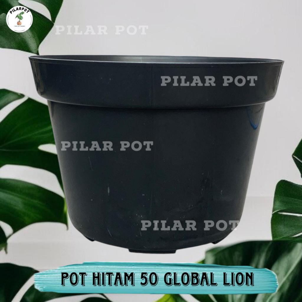 Pot Bunga Tanaman Plastik Hitam Global Lion Kembang 50 Polos - GL KEMBANG 50 POLOS