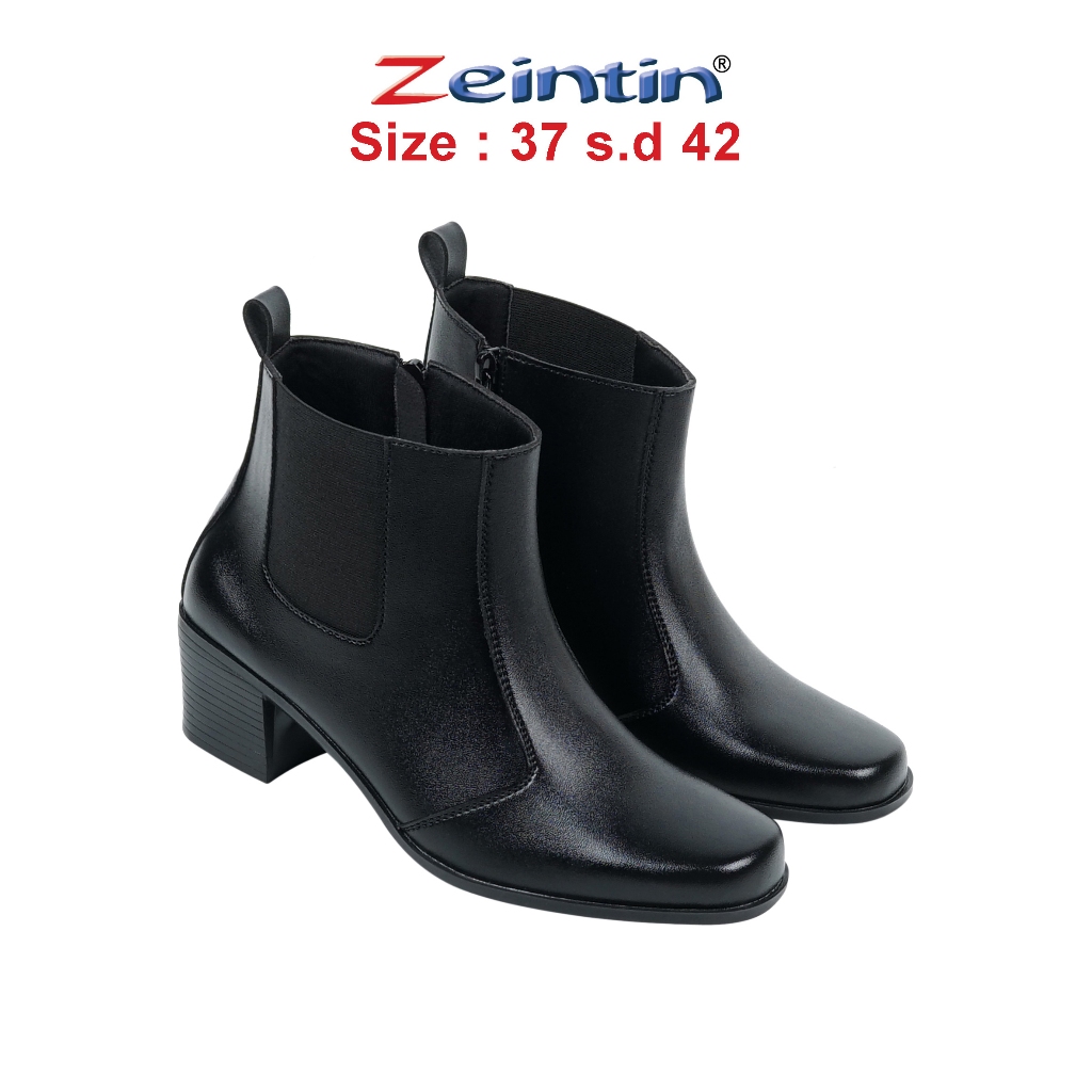 Zeintin - Sepatu Boots Wanita Pdh Hitam Bahan Kulit Sintetis Terbaru Original Zeintin ZO