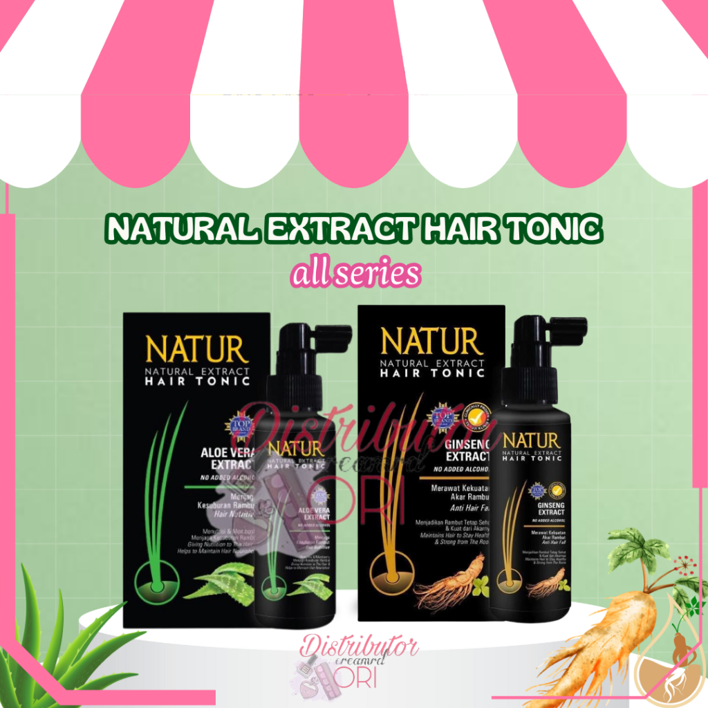 NATUR Natural Extract Hair Tonic Aloe Vera Extract | Ginseng Extract 90ml | BPOM