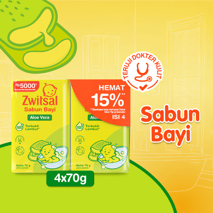 ZWITSAL PAKET HEMAT BABY BAR SOAP CLASSIC 4x70GR - Zwitsal Sabun Batang Bayi Isi 4