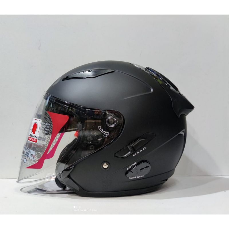 Helm KYT galaxy flat R hitam doff double visor