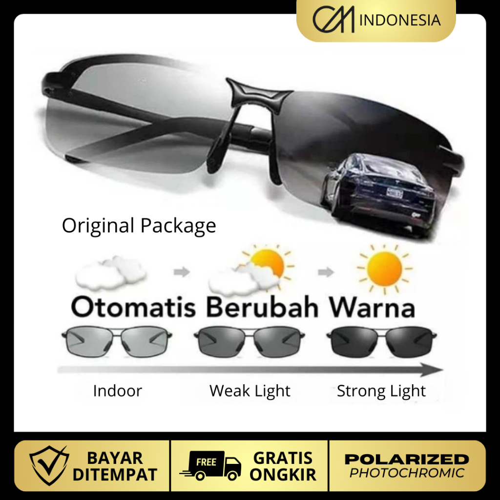 Kacamata Anti Radiasi UV400 Polarized Photocromic Anti Silau Siang Dan Malam Sunglass Fotosensitif