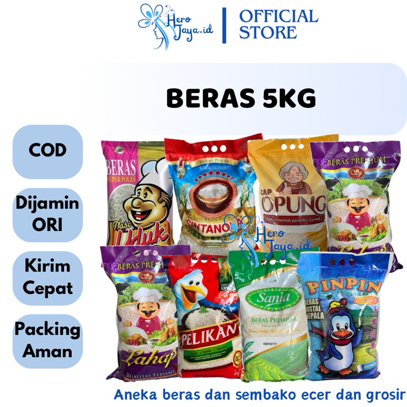 

Beras 5KG PIN PIN SANIA PELIKAN SINTANOLA UDUK RAJA Lahap OPUNG Beras 5KG