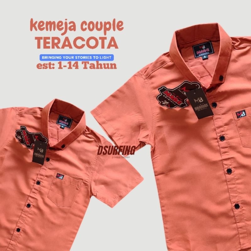 DSURFING95 - TERACOTA Kemeja Couple Ayah Dan Anak Laki-Laki Usia 1-14tahun Kemeja Polos Pendek Pria 